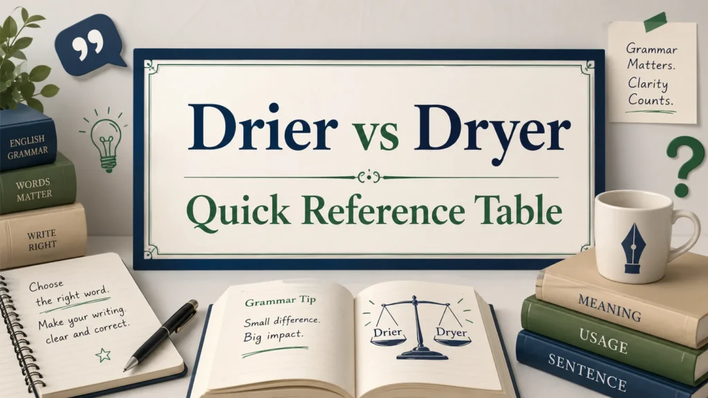 Drier vs Dryer Quick Reference Table