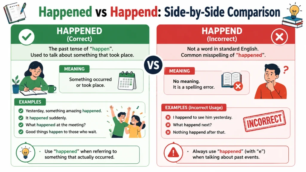 Happened vs Happend: Side-by-Side Comparison