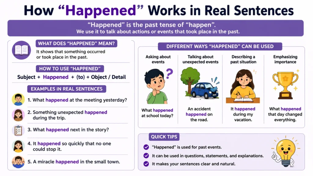 How “Happened” Works in Real Sentences