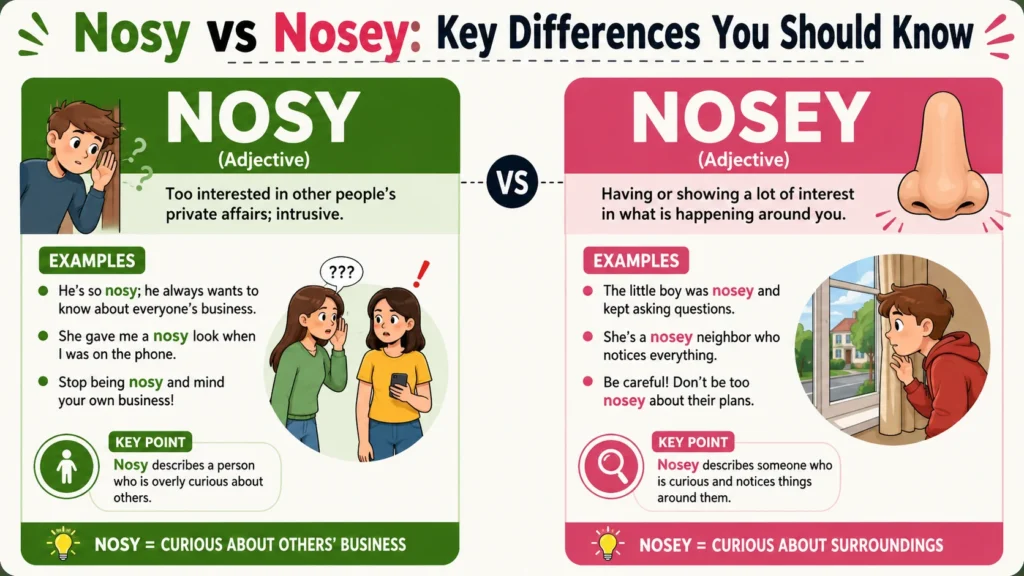 Nosy vs Nosey: Key Differences You Should Know
