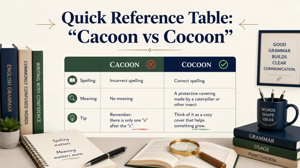 Quick Reference Table: “Cacoon vs Cocoon”
