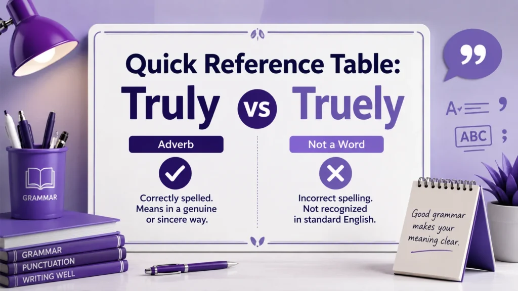 Quick Reference Table: Truly vs Truely