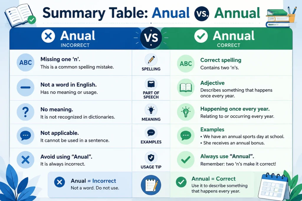 Summary Table: Anual vs. Annual