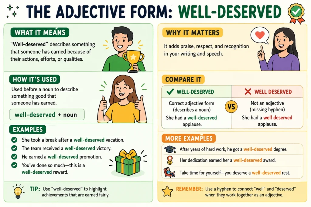 The Adjective Form: Well-Deserved